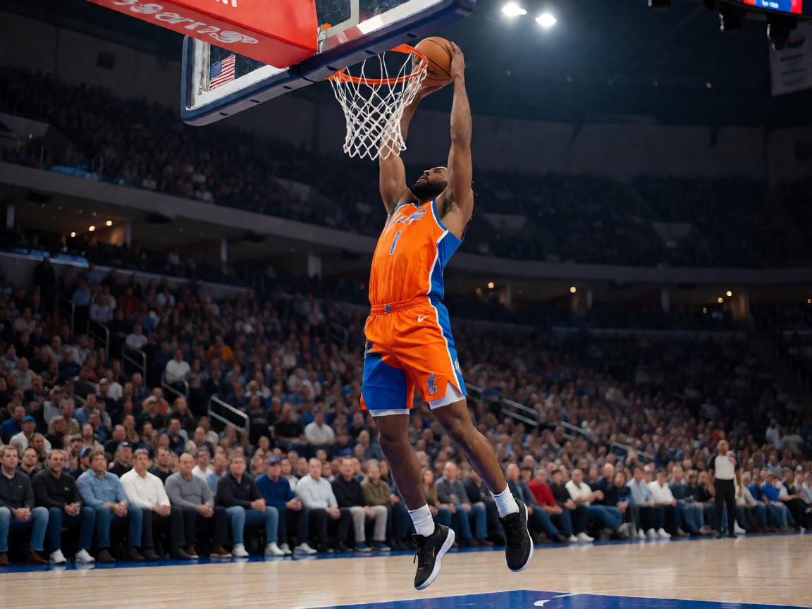 NBA比赛现场球员扣篮精彩瞬间球场全景